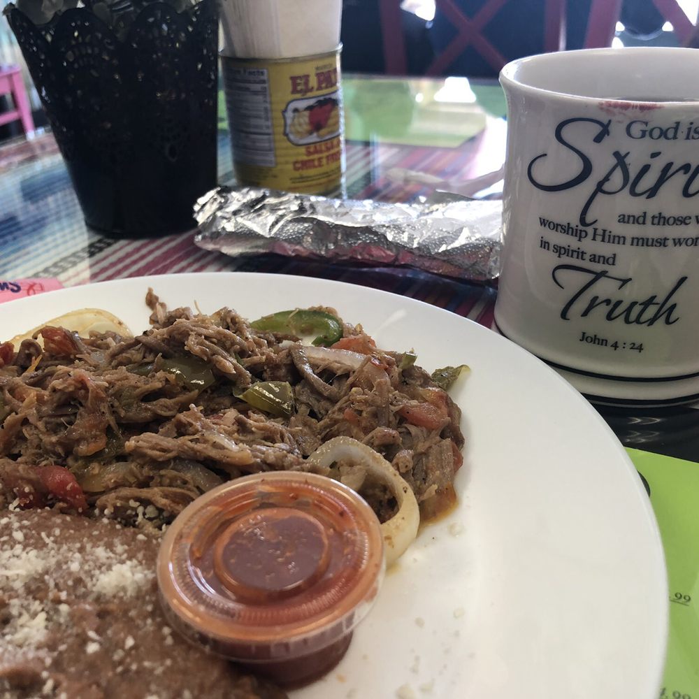 Machaca and beans with coffee Machaca and beans with coffee