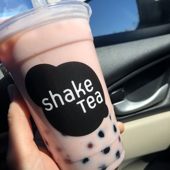 Shake Tea - Strawberry Milk Tea with regular boba and strawberry popping boba - Bubble Tea Near Me - Oroville, California