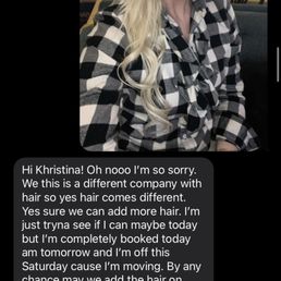 Tasha expecting me to wait a full week to repair her bad extensions