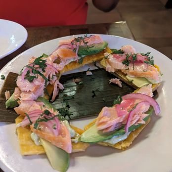 Rumba Cubana - Tostones with smoked salmon and avocado. - Cuban Near Me - Clifton, New Jersey Rumba Cubana - Tostones with smoked salmon and avocado. - Cuban Near Me - Clifton, New Jersey