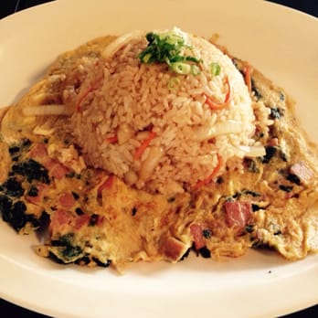 Fumi's Kitchen - Samurai breakfast with fried rice. Shoyu sugar omelette with spam and Portuguese sausage and nori! - Japanese Near Me - Kailua-Kona, Hawaii