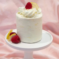 Innovative Cake Creations - Lemon Raspberry Mini cake with lemon buttercream.