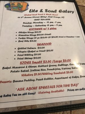 Menu photo 1 Lite & Soul Eatery East Orange, NJ Menu photo 1 Lite & Soul Eatery East Orange, NJ