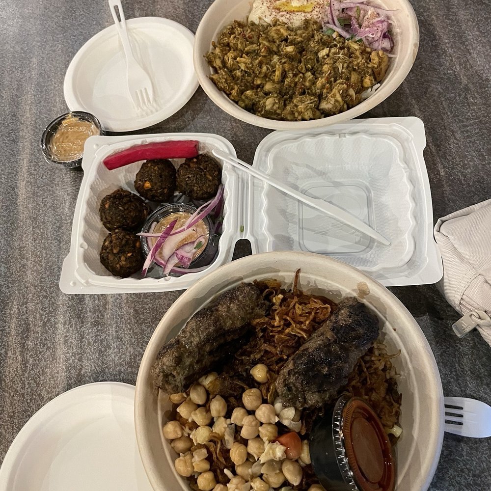Fava Pot - Koshary Bowl with kotfa, falafel, Spicy Chicken with Zaatar Bowl - Egyptian Near Me - Washington, DC, District of Columbia Fava Pot - Koshary Bowl with kotfa, falafel, Spicy Chicken with Zaatar Bowl - Egyptian Near Me - Washington, DC, District of Columbia