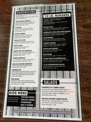 Menu photo 1 Back Door Saloon Houghton Lake, MI