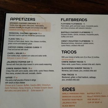 406 Kitchen & Taproom - Front side menu - New American Near Me - Billings, Montana