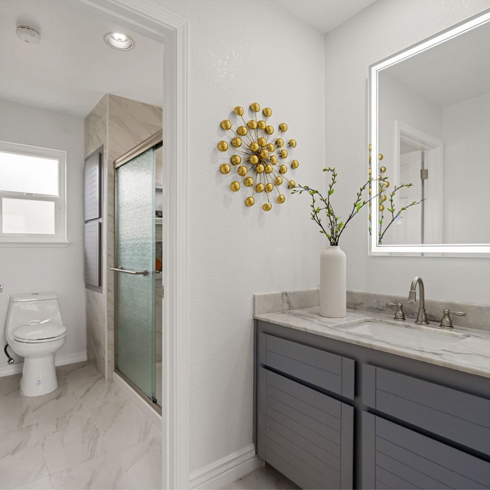 WES TILE - Jack & Jill bathroom: tiles have a flow throughout. - Tiling Near Me - San Leandro, California