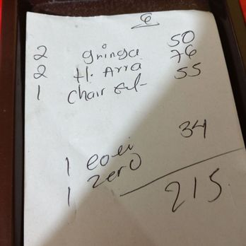 Michel II - This is the bill for 2 very full Gringos. - Tacos Near Me - Mérida, YUC