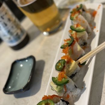 Brookside Sushi - a sushi roll and a glass of beer - Sushi Bars Near Me - Kansas City, Missouri Brookside Sushi - a sushi roll and a glass of beer - Sushi Bars Near Me - Kansas City, Missouri