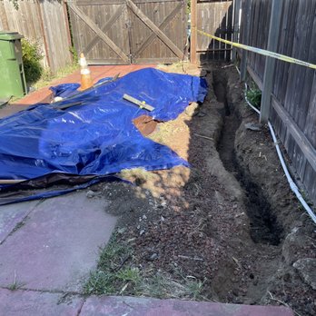 Bellows - The yard looked like this for a month. When they said it was only going to take a week. - Plumbing Near Me - Novato, California