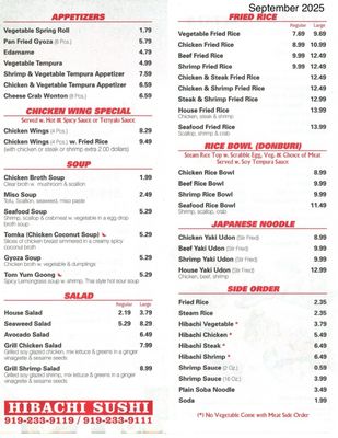 Menu photo 1 Hibachi Sushi Raleigh, NC Menu photo 1 Hibachi Sushi Raleigh, NC