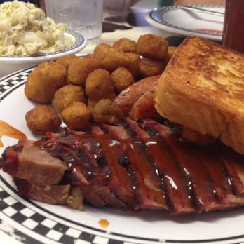 Pit-Master Bar-B-Que - Brisket sausage okra and  with Texas toast - Barbeque Near Me - The Woodlands, Texas