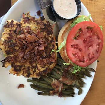 The Half Shell - Blue crab BLT with bacon wrapped green beans - Seafood Near Me - Saint Simons Island, Georgia The Half Shell - Blue crab BLT with bacon wrapped green beans - Seafood Near Me - Saint Simons Island, Georgia