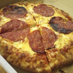 Small pepperoni pizza. $14.95 buy one get one free (BOGO) on UberEats.