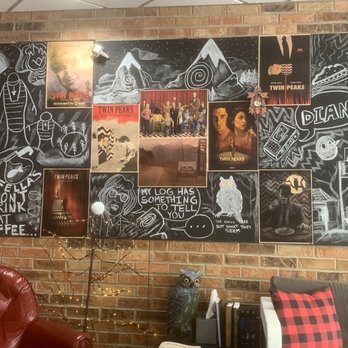 Dougie's Coffee Shop - Twin peaks artwork in the front seating area - Coffee & Tea Near Me - Davison, Michigan