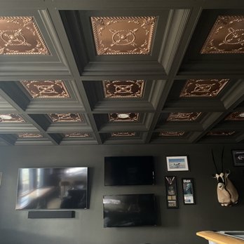 Modern Maison - Stunning River Crest coffered ceiling install - Paint Stores Near Me - Fort Worth, Texas