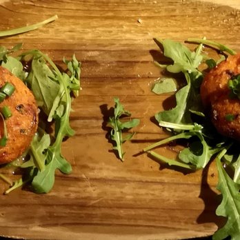 Salmon n' Bannock - Wild BBQ Smoked Salmon Croquettes - Didn't taste the salmon at all, and the greens made me think of minty soap... - Canadian (New) Near Me - Vancouver, British Columbia Salmon n' Bannock - Wild BBQ Smoked Salmon Croquettes - Didn't taste the salmon at all, and the greens made me think of minty soap... - Canadian (New) Near Me - Vancouver, British Columbia