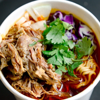 JazJay Eats - Braised beef birria, onions, baby bok choy, sprouts, radish, green onions, and cilantro in a spicy consume. - Food Trucks Near Me - Orlando, Florida JazJay Eats - Braised beef birria, onions, baby bok choy, sprouts, radish, green onions, and cilantro in a spicy consume. - Food Trucks Near Me - Orlando, Florida