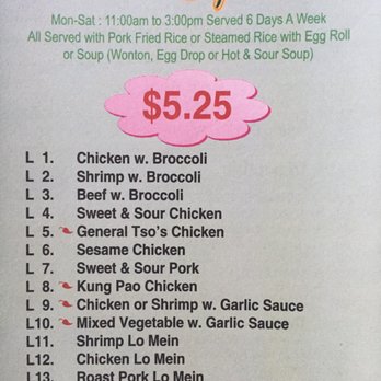 Lin Great Wall - Lunch menu - available 11-3 Monday through Saturday - top half - Chinese Near Me - North Bend, Ohio Lin Great Wall - Lunch menu - available 11-3 Monday through Saturday - top half - Chinese Near Me - North Bend, Ohio