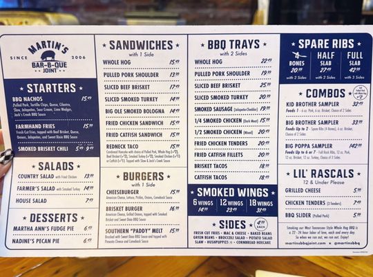 Menu photo 2 Martin's Bar-B-Que Joint Nashville, TN Menu photo 2 Martin's Bar-B-Que Joint Nashville, TN