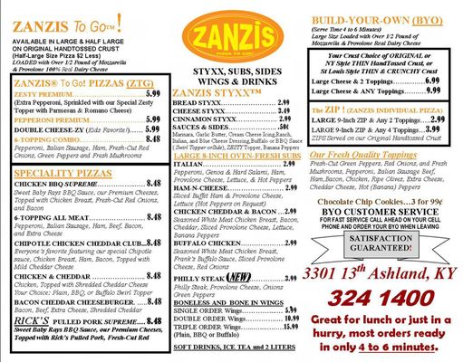 Menu photo 2 Zanzis Pizza - Ashland Ashland, KY