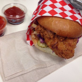 The Bird - Regular chicken sandwich with a side of ketchup and house spicy sauce - Chicken Shop Near Me - San Francisco, California The Bird - Regular chicken sandwich with a side of ketchup and house spicy sauce - Chicken Shop Near Me - San Francisco, California