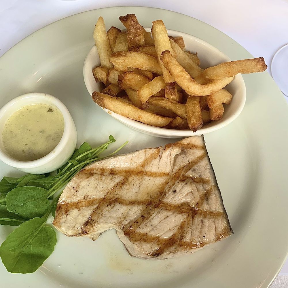 Hayes Street Grill - Swordfish with a side of French Fries - Seafood Near Me - San Francisco, California