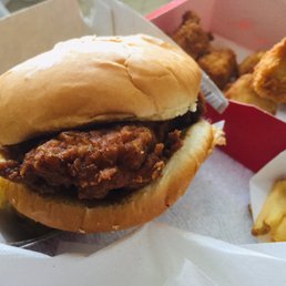 Spicy chicken sandwich and nuggets to go