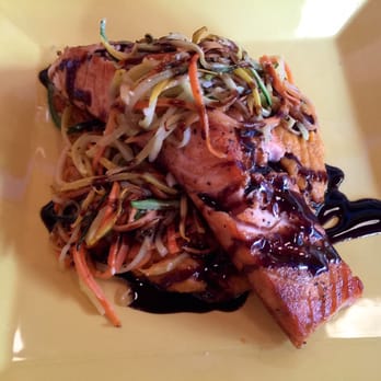 Sonoma Bistro - Pan seared Atlantic salmon with mashed sweet potatoes and julienne style veggies. - Breakfast & Brunch Near Me - Rutherford, New Jersey