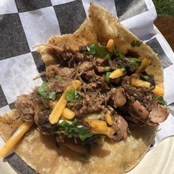 The Walking Jerk - Spicy jerk jackfruit taco. It was so delicious I couldn't wait to take a pic before I took a bite .