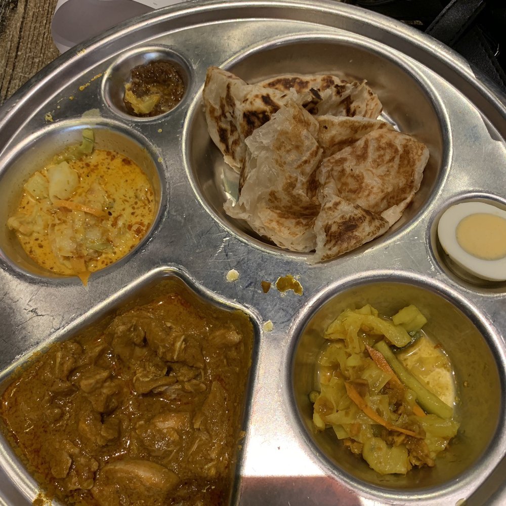 Spice Alley - Roti combo with curry chicken, the coconut veggie curry on the left was so good, the one on the right is sweeter/pickled. - Food Court Near Me - Chippendale, NSW Spice Alley - Roti combo with curry chicken, the coconut veggie curry on the left was so good, the one on the right is sweeter/pickled. - Food Court Near Me - Chippendale, NSW
