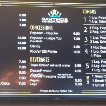 Santikos Embassy - Menu 2 - Cinema Near Me - San Antonio, Texas