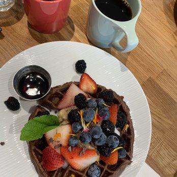 Parakeet Cafe - La Jolla - Cacao waffles and long hot coffee - Coffee & Tea Near Me - La Jolla, California