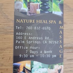 Nature Heal Spa - Natural Heal Spa & Massage business card.
