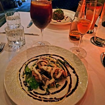 Sazon - From the seasonal menu (delicious but forgot the name!) with a sangria - Mexican Near Me - Santa Fe, New Mexico
