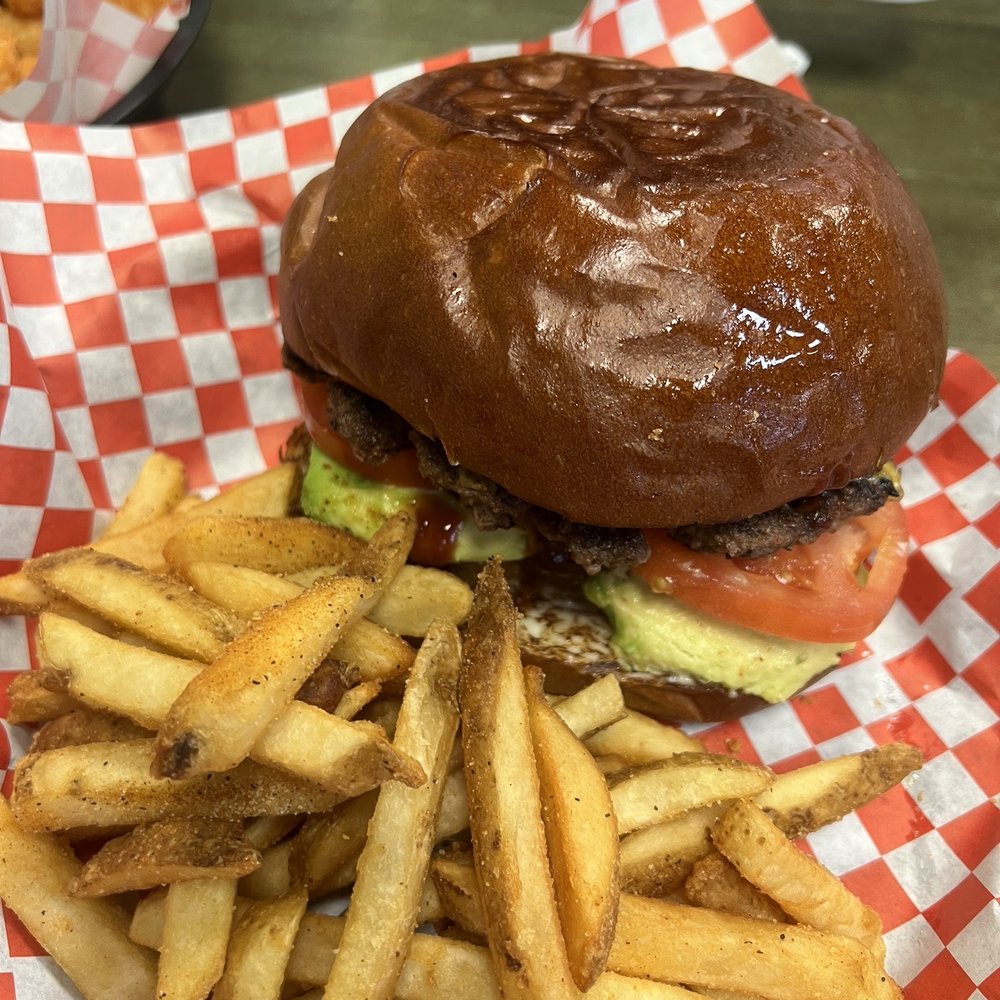 JLB Eatery - BBQ burger with fries - Burgers Near Me - Tomball, Texas JLB Eatery - BBQ burger with fries - Burgers Near Me - Tomball, Texas