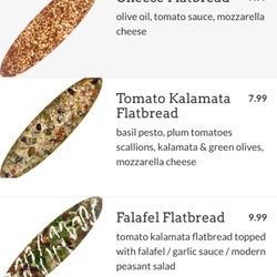 2941 Street Food - Current prices for the 4 flatbreads that they offer. Take note these are pre made and cannot be altered.