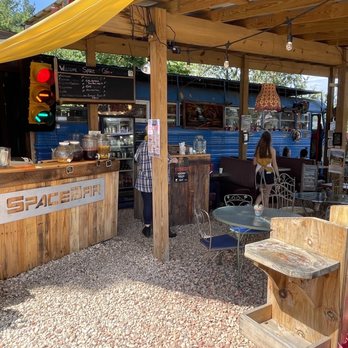 Outer Space - a wooden bar with a yellow awning - Food Trucks Near Me - Floyd, Virginia