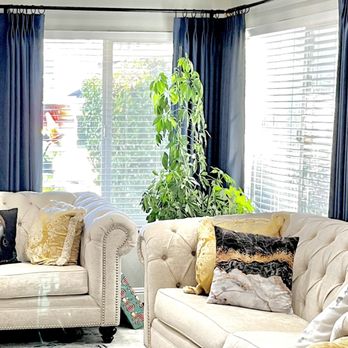 Leeza Designs - Custom Navy Drapery Panels added the needed finishing touch in this San Ramon Living Room. - Interior Design Near Me Leeza Designs - Custom Navy Drapery Panels added the needed finishing touch in this San Ramon Living Room. - Interior Design Near Me
