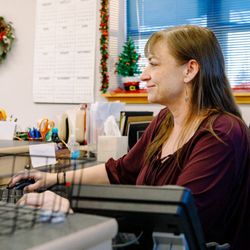 A Beaupre Fuels customer service representative assisting customers from the company office in Biddeford, Maine...