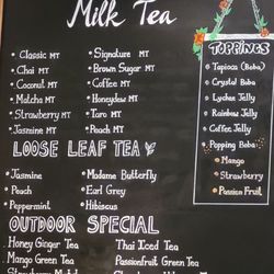 Milk Tea Menu