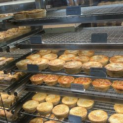 Banjos - Savory pie case. Regular size on the right and bite size on the left.