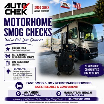 Auto Chek Centers - Motorhome Smog Check - Smog Check Stations Near Me - Anaheim, California Auto Chek Centers - Motorhome Smog Check - Smog Check Stations Near Me - Anaheim, California