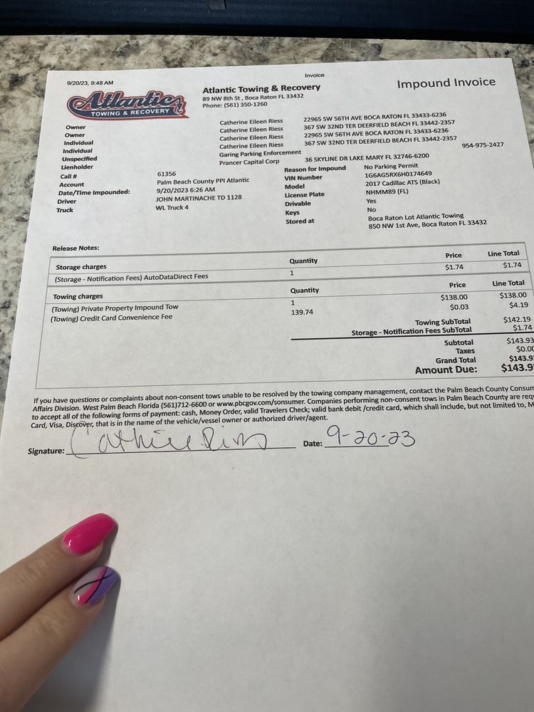 ATLANTIC TOWING & RECOVERY INC Updated July 2024 17 Reviews 89 NW