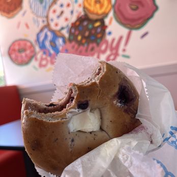 U.S. Donuts - Blueberry bagel with cream cheese and blueberry jam - Donuts Near Me - Riverside, California