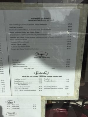 Menu photo 8 Joe's Coffee Shop San Francisco, CA