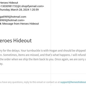 Heroes Hideout - Info stating it never got signed but don't worry it happens - Toy Stores Near Me - Albany, New York