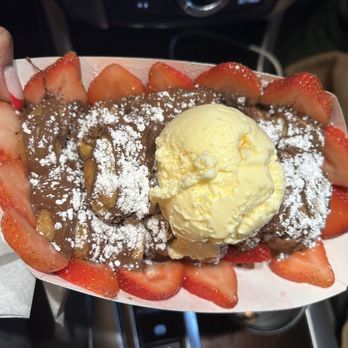 BittieBitez Mini-Donuts - The Berry Blast(I think that's the name) strawberries, Nutella, powdered sugar & I added vanilla ice cream. Fire! - Donuts Near Me BittieBitez Mini-Donuts - The Berry Blast(I think that's the name) strawberries, Nutella, powdered sugar & I added vanilla ice cream. Fire! - Donuts Near Me
