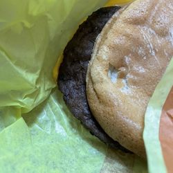 McDonald's - Hockey puck bun and somehow burnt burger.