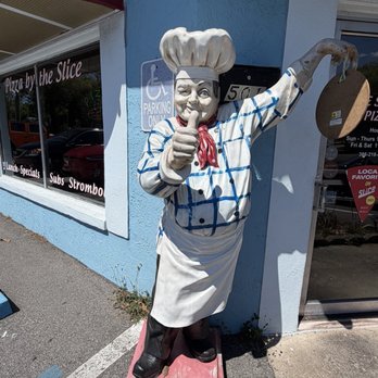 Blue Spring Pizza - This guy is out front to greet you - Pizza Near Me - Orange City, Florida